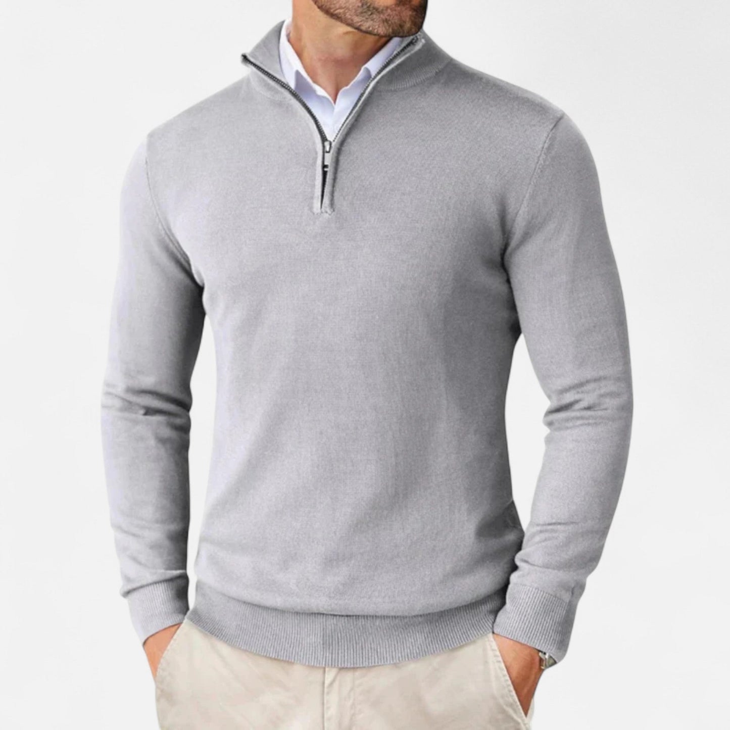 Men’s Sweater – Slim-Fit Quarter-Zip Elegance
