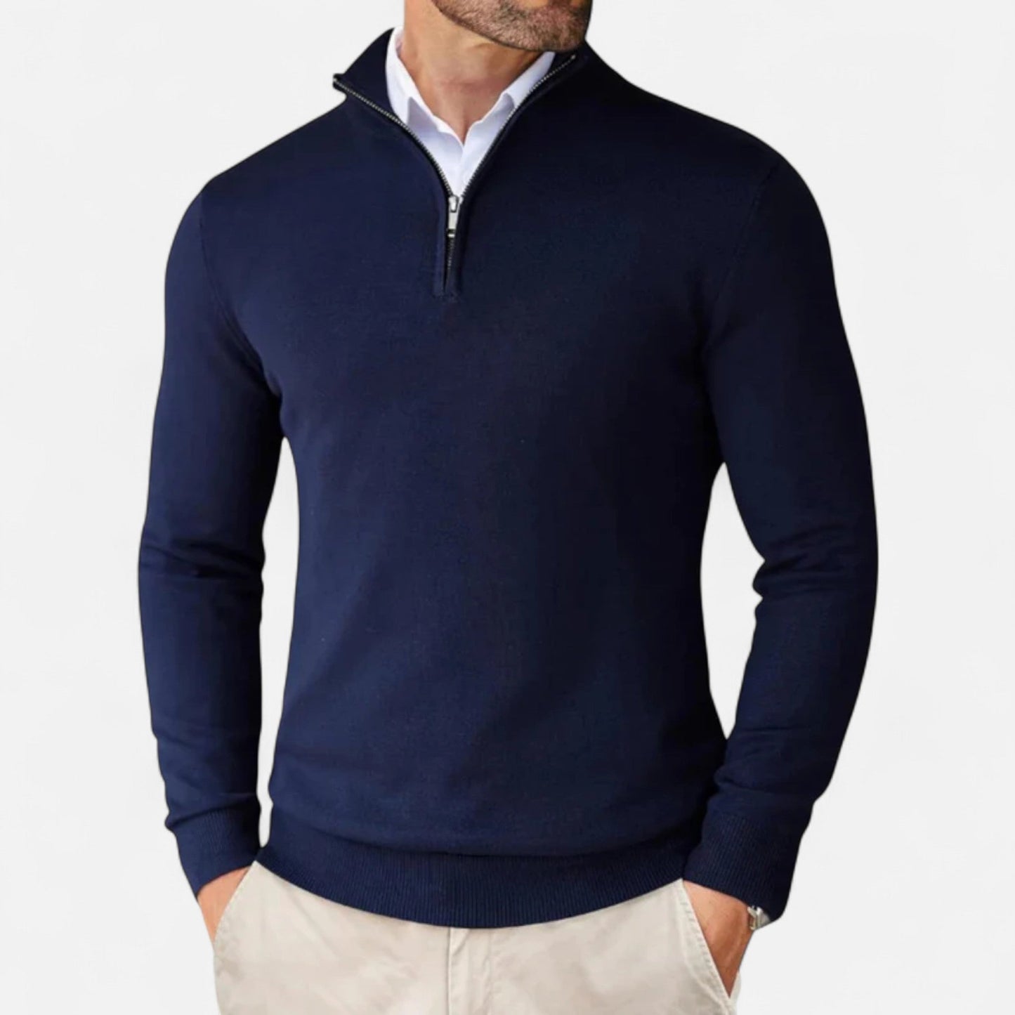 Men’s Sweater – Slim-Fit Quarter-Zip Elegance