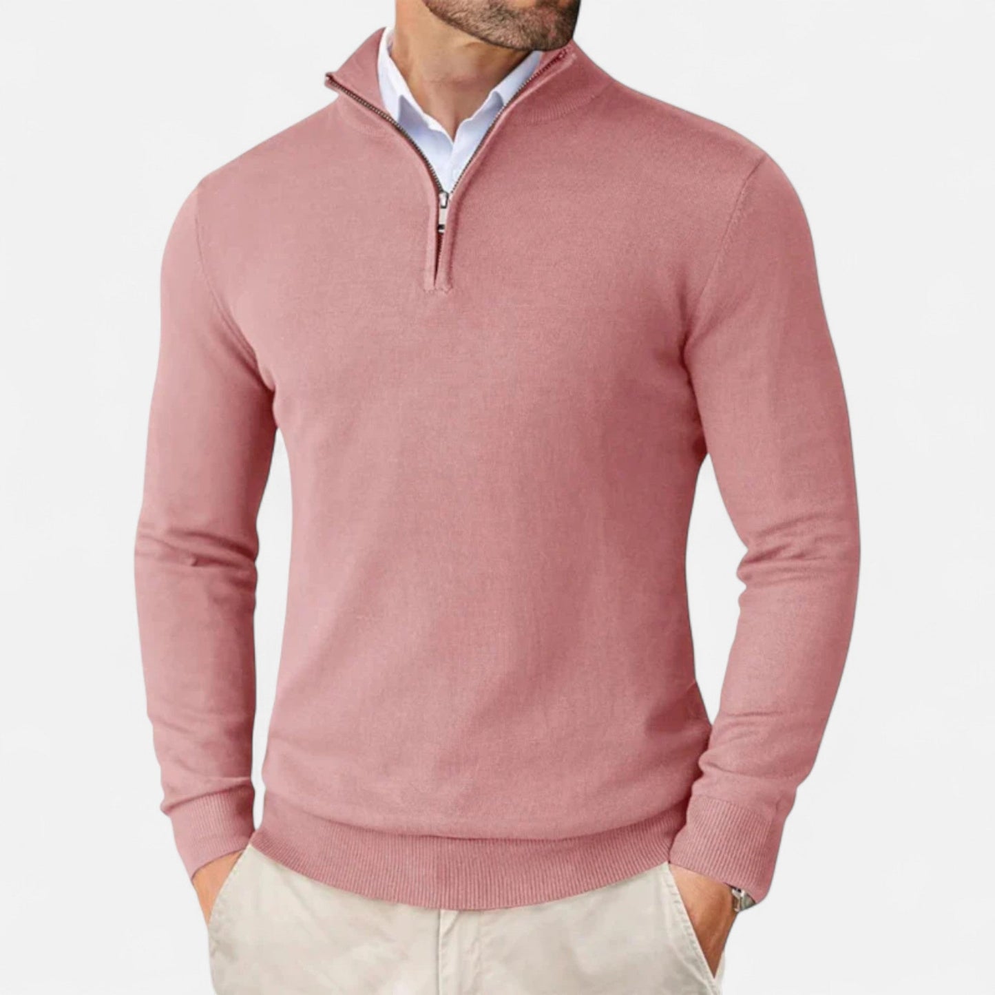 Men’s Sweater – Slim-Fit Quarter-Zip Elegance