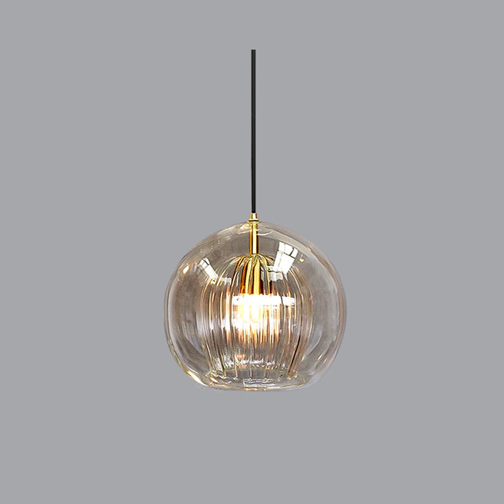 June Glass Globe Pendant Light Clear &Amber