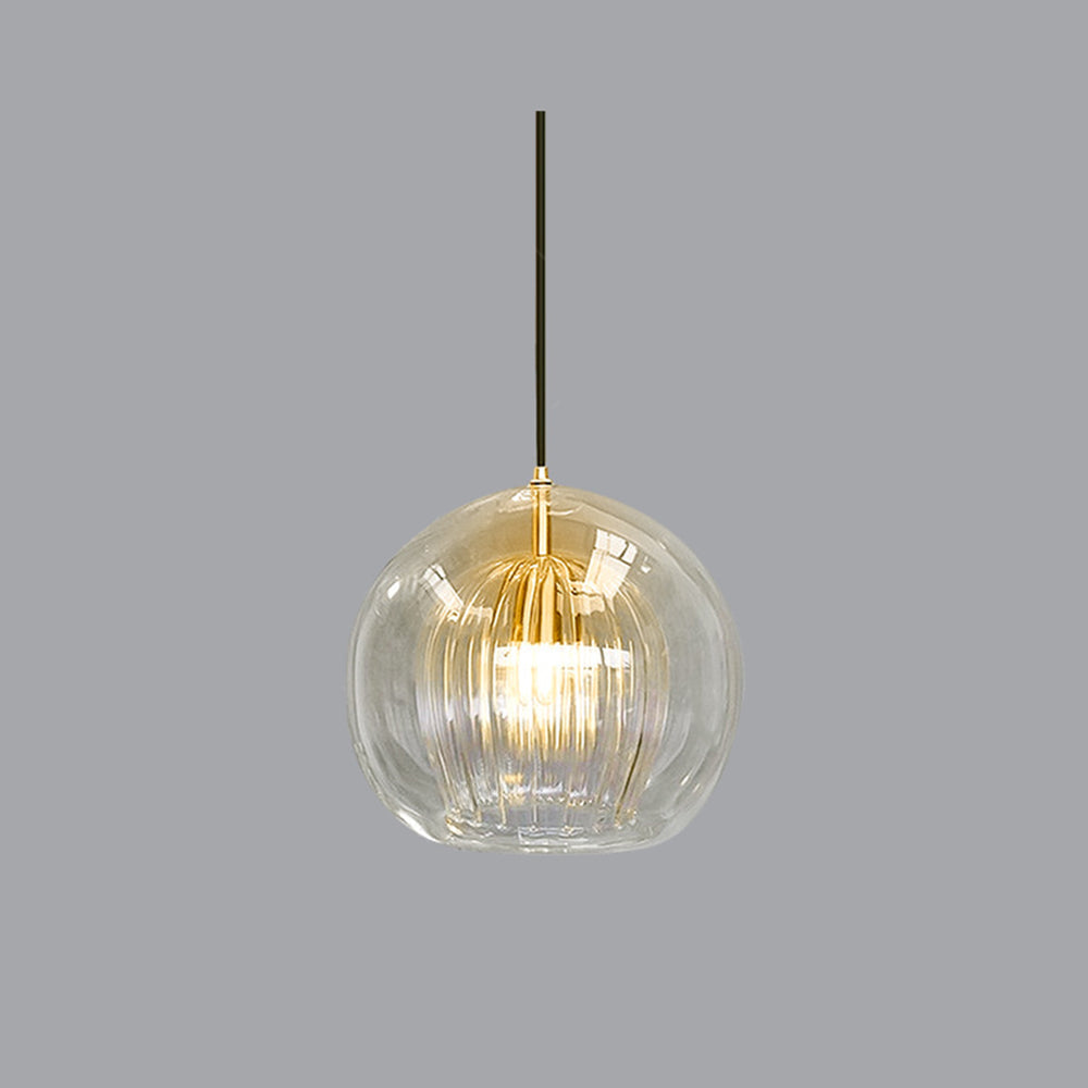 June Glass Globe Pendant Light Clear &Amber