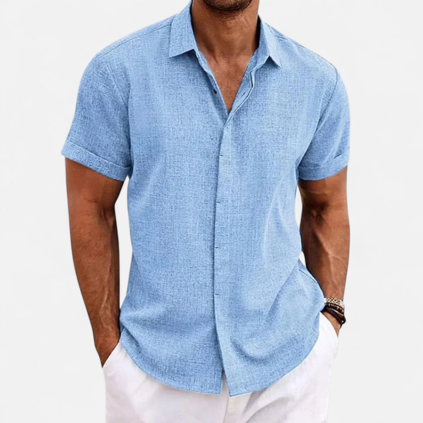 Men’s Cotton Linen Summer Shirt – Refined Ease, Coastal Sophistication