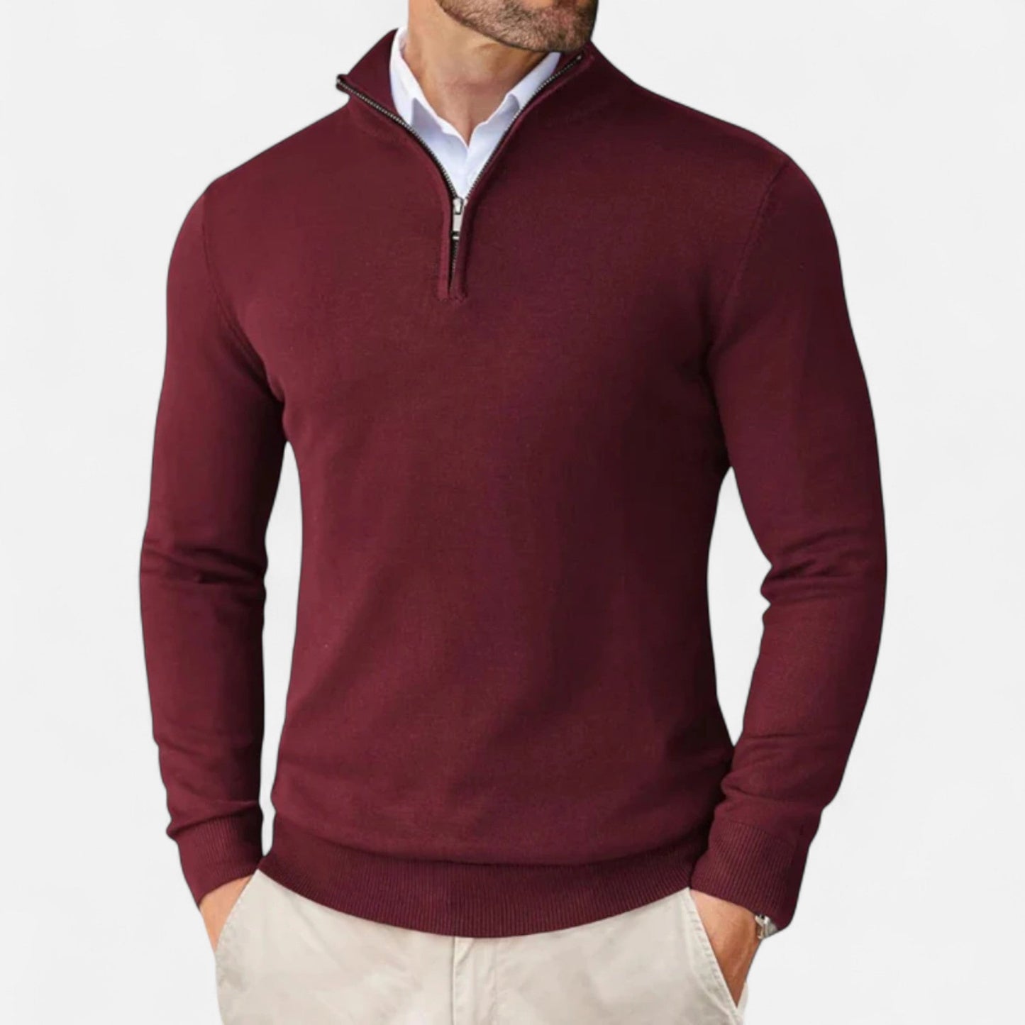 Men’s Sweater – Slim-Fit Quarter-Zip Elegance